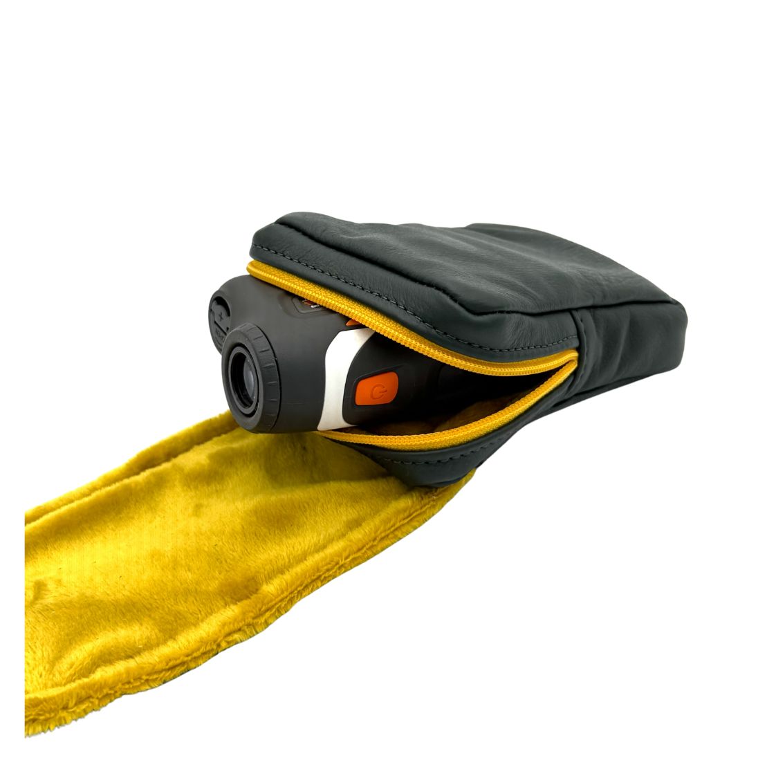 Leather Rangefinder Cover - Green/Gold