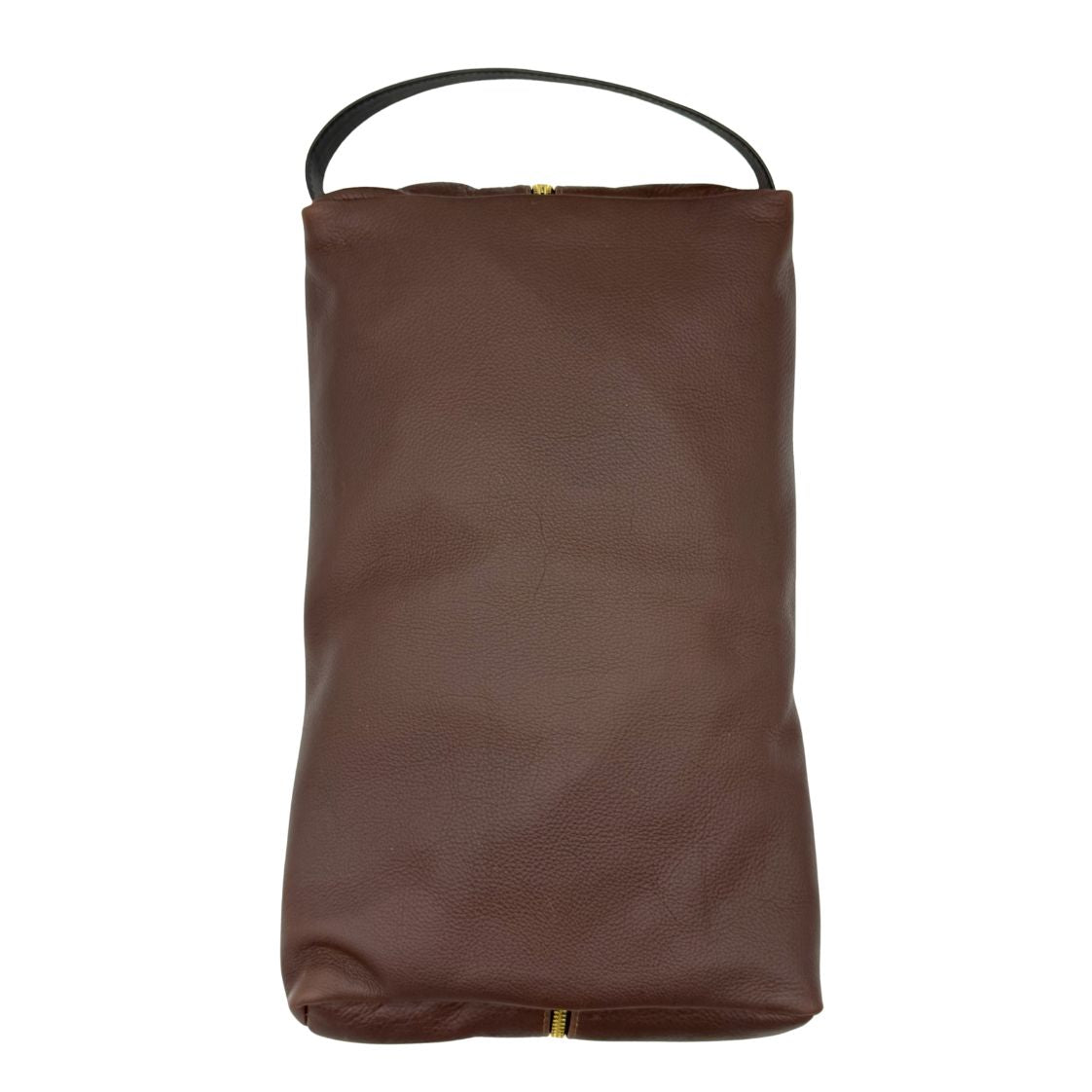 Leather Shoe Bag - Brown