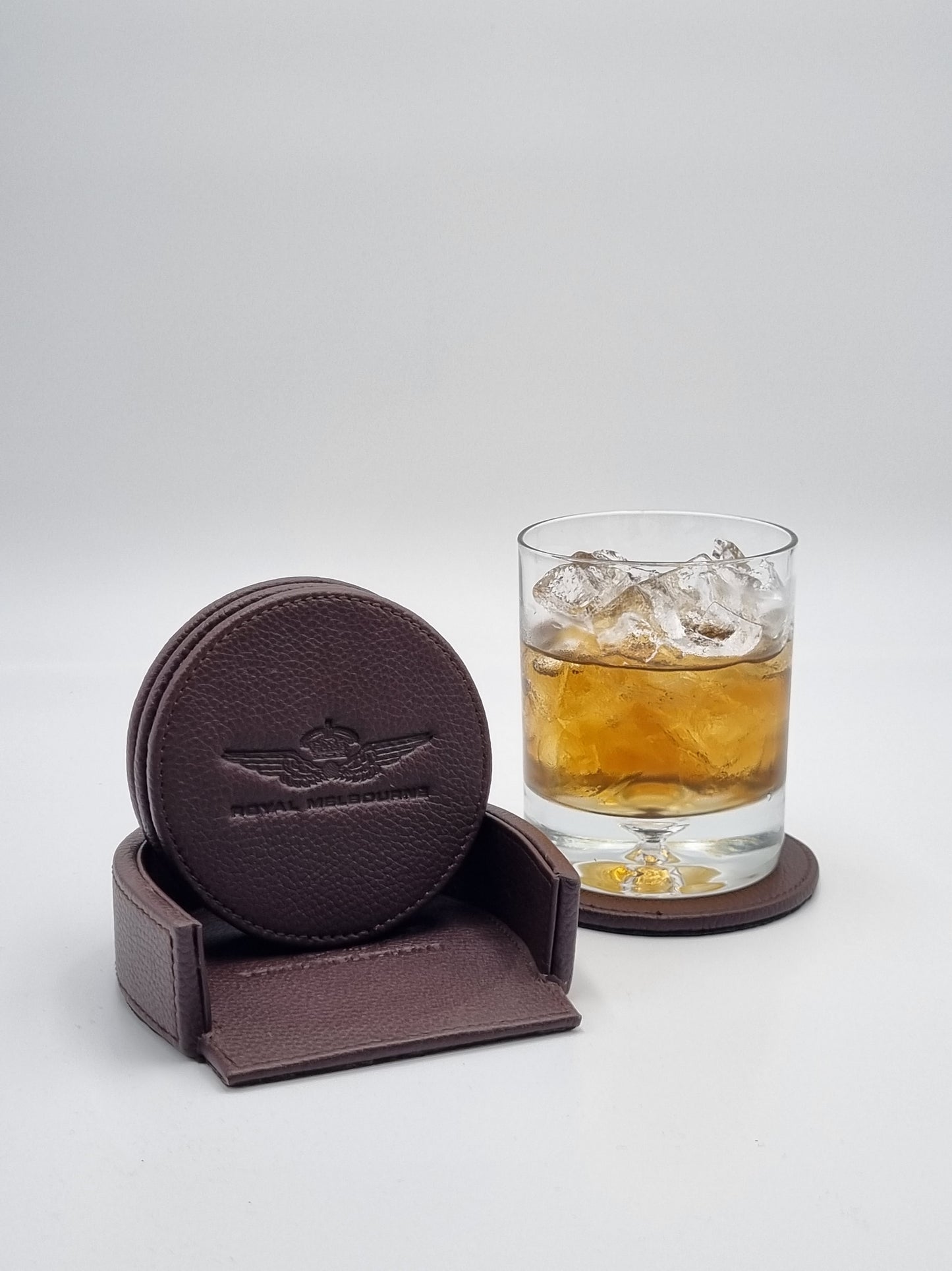 Royal Melbourne Logo Coaster - Brown