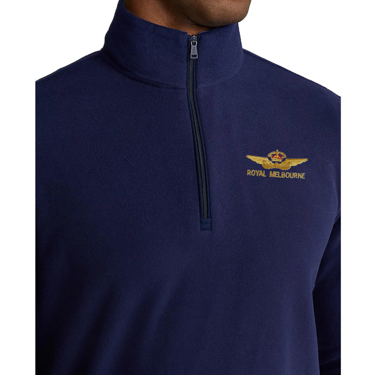 Polo Golf Ralph Lauren Tour Fleece 1/4 Zip With Royal Melbourne Logo - French Navy